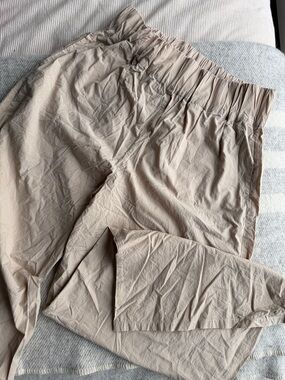 Beige Wide-Leg Pants Honest Cotton